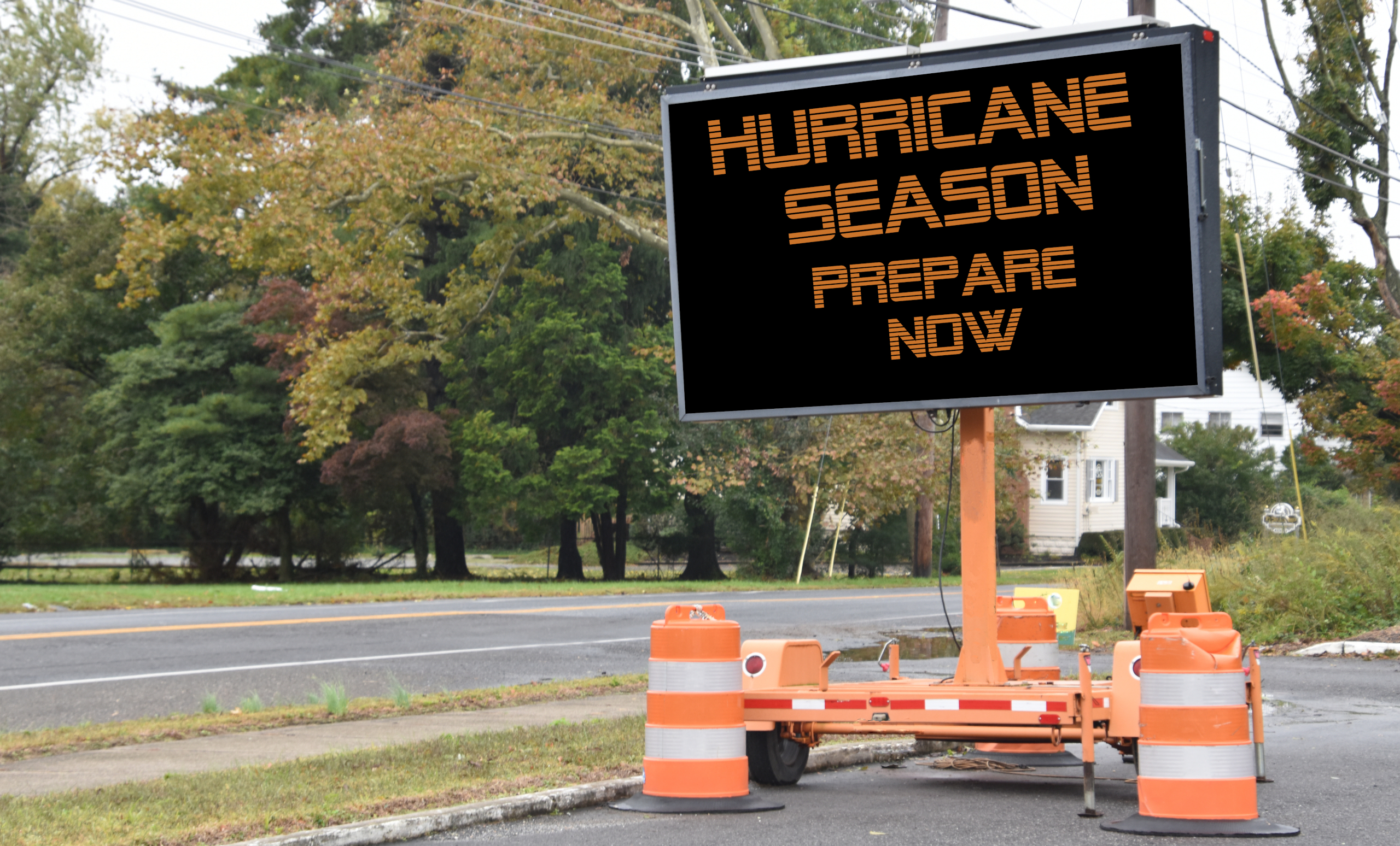 señal de tráfico - temporada de huracanes, prepárese ahora